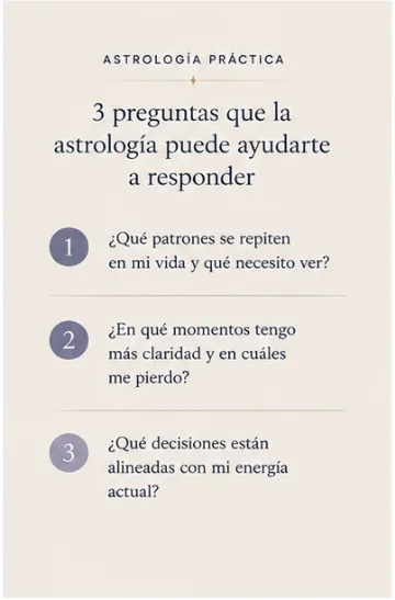 Publicación de Aura Astrología con tres preguntas de astrología práctica.